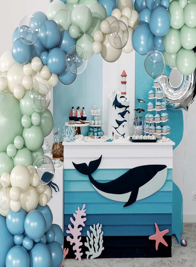 NUTTYBASH Under the Sea Party Decorations, Dusty Green Blue Under the Sea Balloon Garland Arch Kit, Ocean Themed Party Decorations Baby Shower Birthday Party Decor(136Pcs) - Image 3